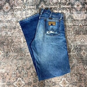 Wrangler 13mwz Cowboy Cut Jeans Men's 32x34 Blue Cotton Denim Straight Workwear